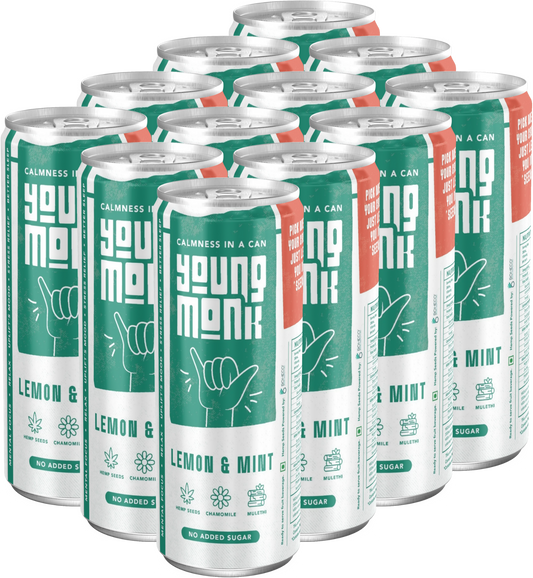 Lemon & Mint Flavour (Pack Of 12) Infused with Herbs, Hemp, Zero Added Sugar CALMNESS Drink
