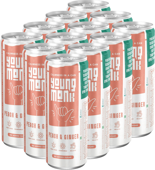 Peach & Ginger Flavour (Pack Of 12) Infused with Herbs, Hemp, Zero Added Sugar CALMNESS Drink