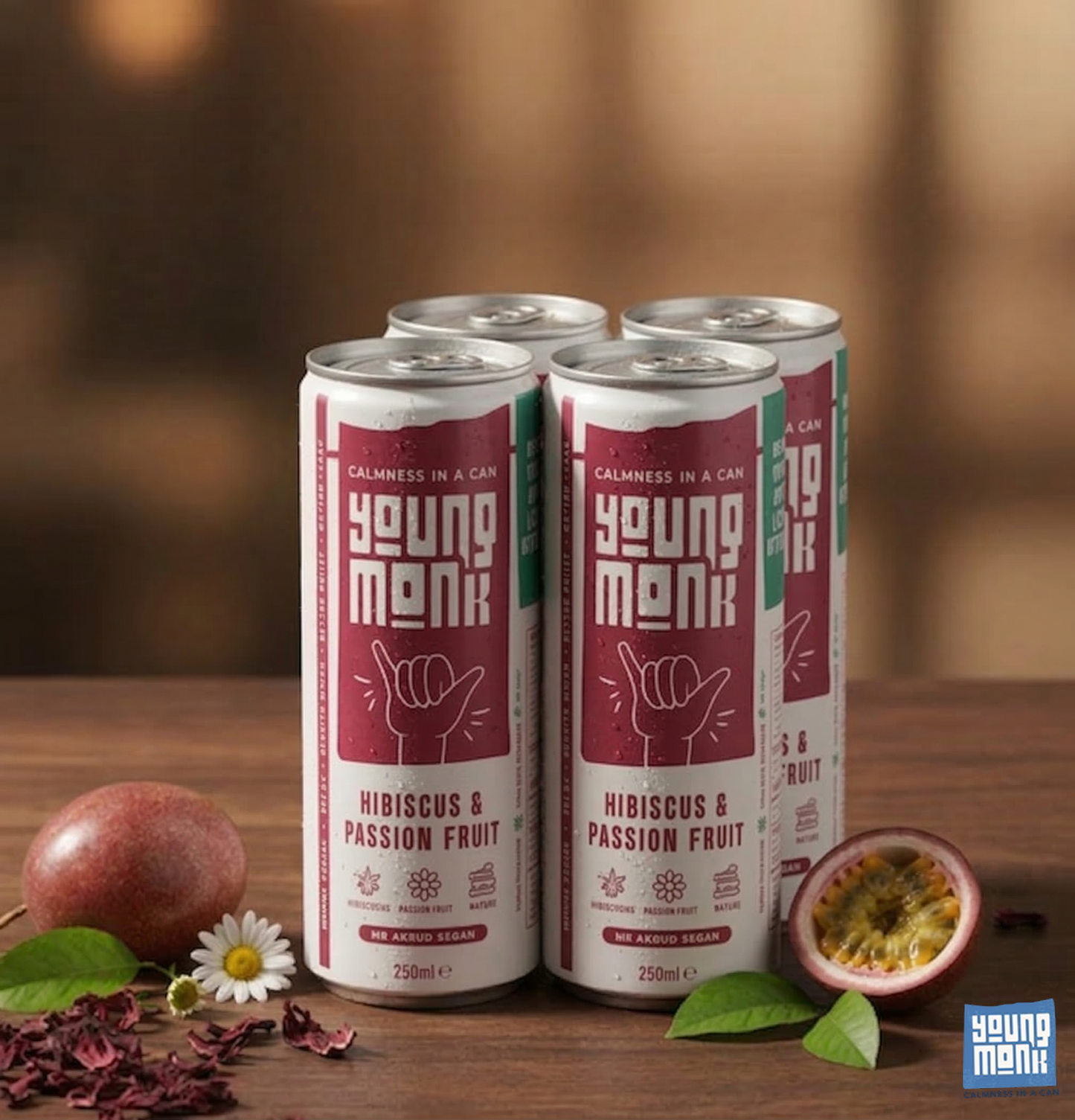 Hibiscus & Passion Fruit Flavour (Pack Of 4) Infused with Herbs, Hemp, Zero Added Sugar CALMNESS Drink