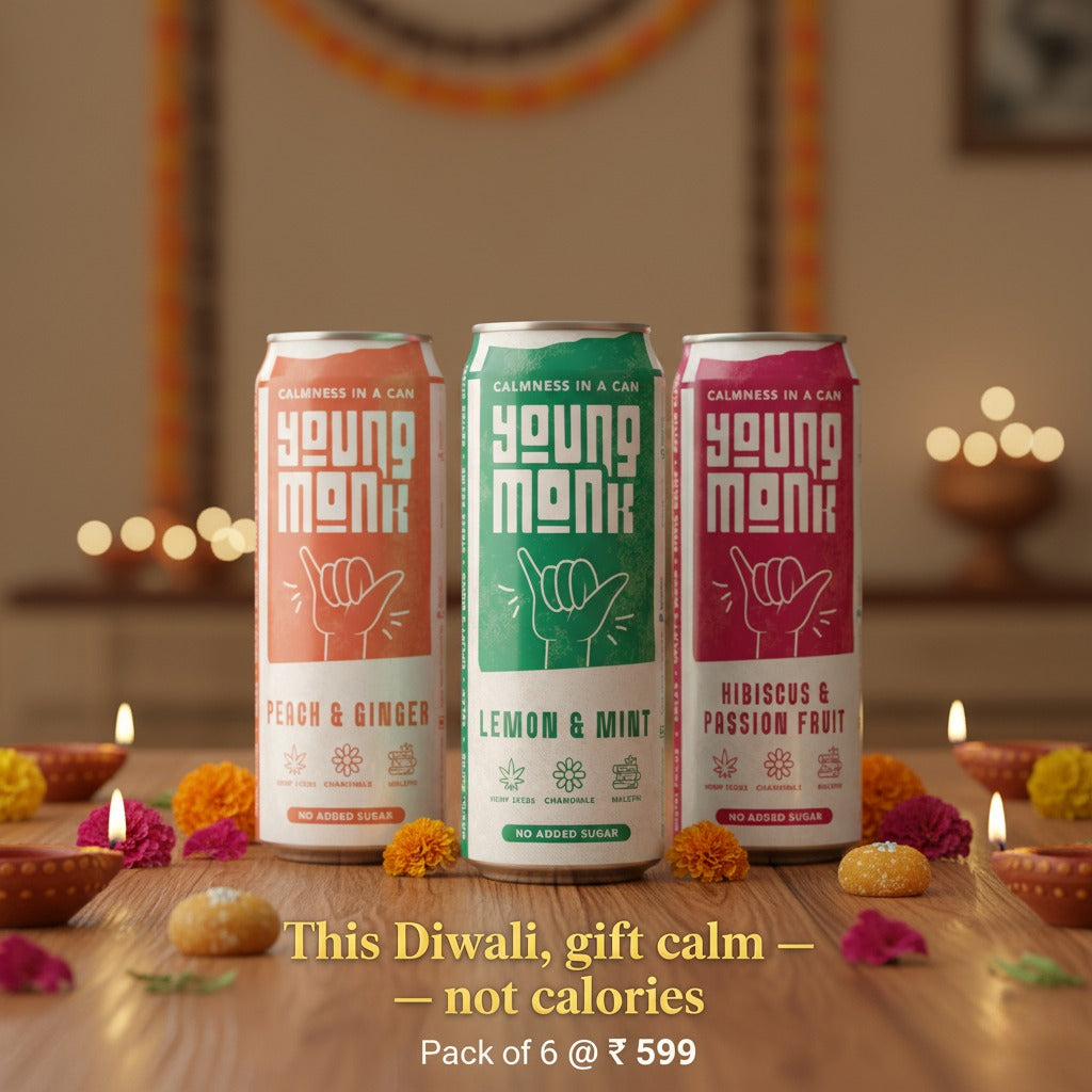 Young Monk - SPECIAL DIWALI OFFER PACK - Combo of Lemon & Mint, Peach & Ginger and Hibiscus & Passion Fruit (Pack Of 6)