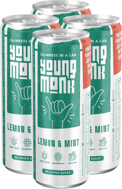Lemon & Mint Flavour (Pack Of 4) Infused with Herbs, Hemp, Zero Added Sugar CALMNESS Drink