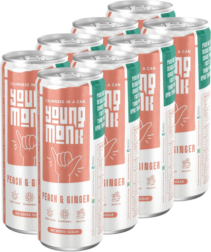 Peach & Ginger Flavor (Pack Of 8) Infused with Herbs, Hemp, Zero Added Sugar CALMNESS Drink