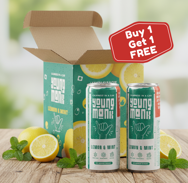 Young Monk - CALMNESS Drink - Infused with Herbs, Hemp, Zero Added Sugar - Lemon & Mint Flavour (Pack Of 4) - Buy 1, Get 1 Offer*