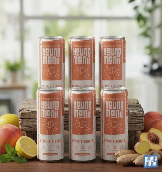 Peach & Ginger Flavor (Pack Of 8) Infused with Herbs, Hemp, Zero Added Sugar CALMNESS Drink